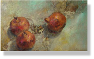 Granadas en tierra, 2007, leo sobre lienzo, 30 x 50 cm