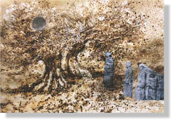 “Senda de plata”, 2003, técnica mixta sobre papel, 23,5 x 31,5 cm