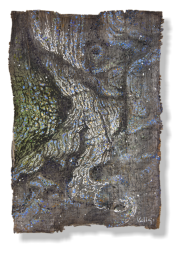 "Esrito en la naturaleza IV", 2013, tinta sobre papiro, 35 x 25 cm