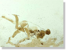 "Luchadores 5", 2008, inkt op papier, 23,5 x 32 cm