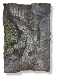 "Esrito en la naturaleza IV", 2013, ink on papyrus, 35 x 25 cm