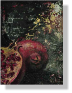 "Granos de granada", 2009, técnica mixta  sobre lienzo, 24 x 18 cm